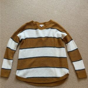 SO Women's Mustard and Cream Striped Sweater